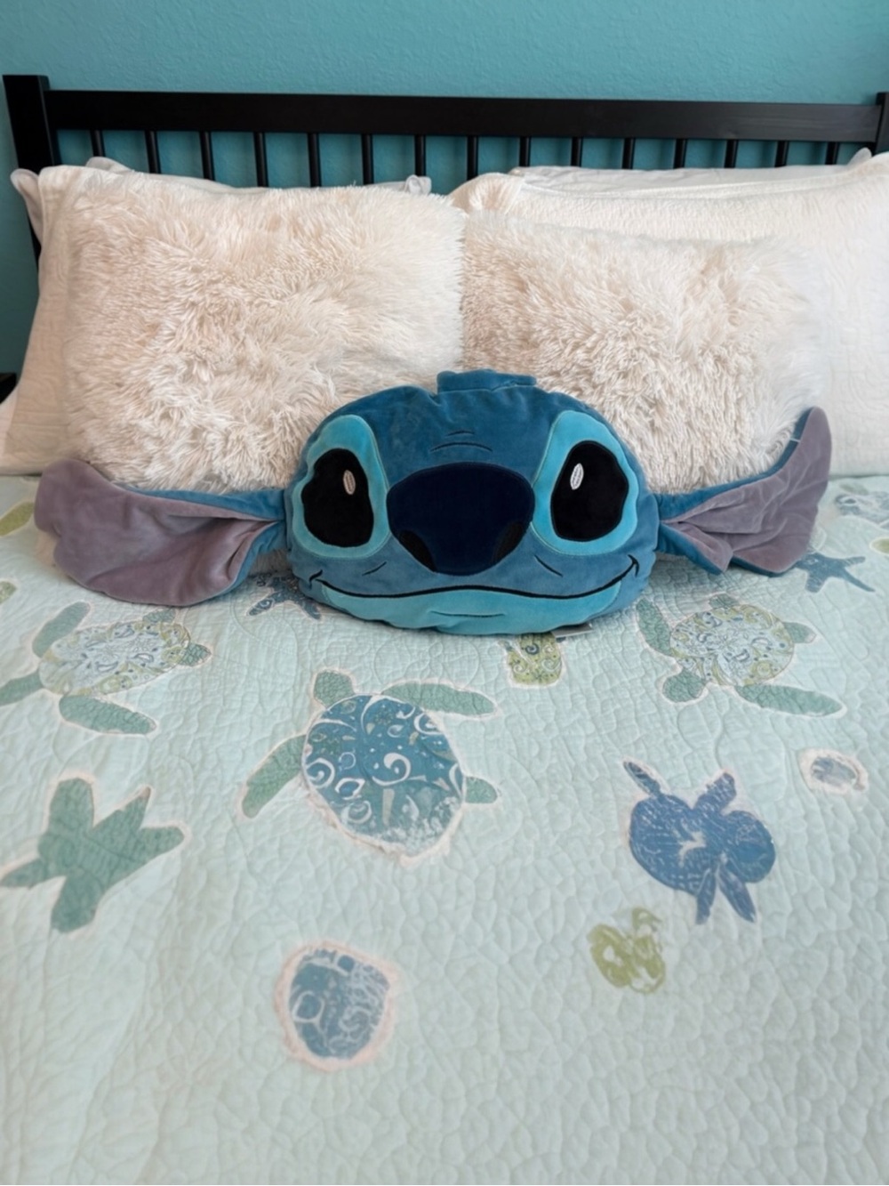 Disney Stitch Plush Pillow 12” Soft Blue Cushion Lilo‎ & Stitch EUC